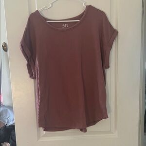 Maurices Ribbed Short Sleeve Top - Dusty Rose